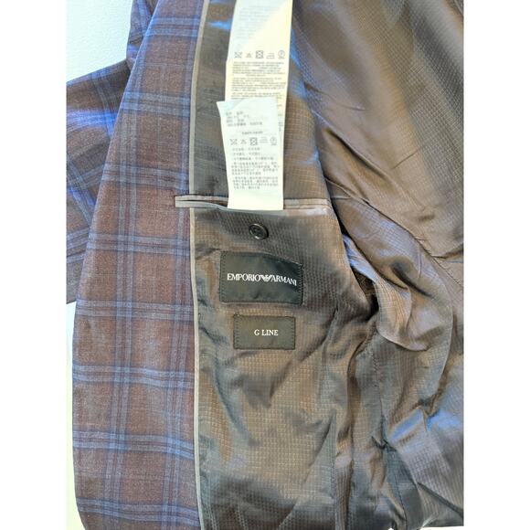 Emporio Armani G-Line Plaid Wool Super 130's Mens Sports Coat Sz 50 EU 40 US - Picture 6 of 10